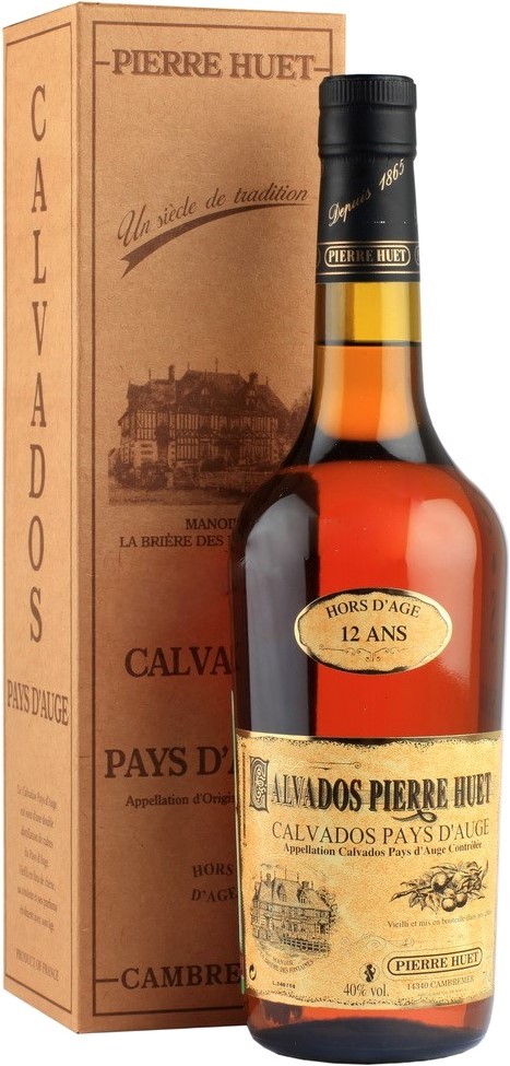 Calvados Pierre Huet, Hors d`Age, 12 ans, Calvados Pays d`Auge, gift box