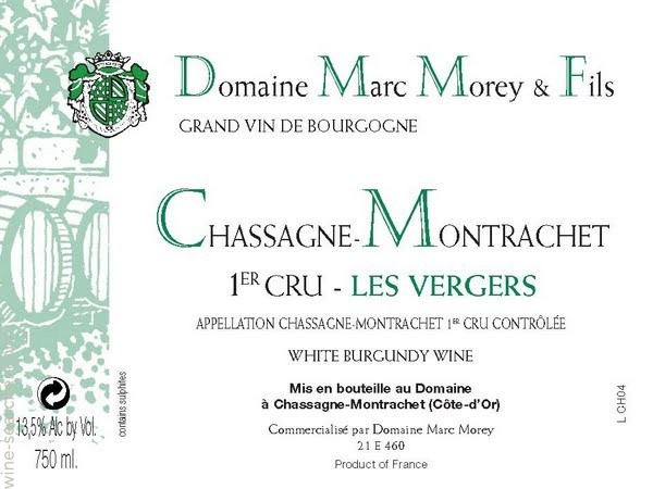 Купить Domaine Marc Morey Fils Chassagne-Montrachet 1er Cru Les Vergers AOC в Москве