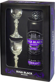 Riga Black Balsam, Currant, gift box with 2 glass | Бальзам Рижский Черный, Смородиновый, п.у. с 2 рюмками