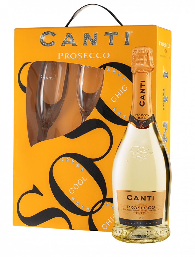 Canti Prosecco, gift box + 2 glasses | Канти Просекко, п.у. + 2 бокала