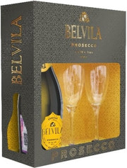 Villa degli Olmi, Belvila, Prosecco Spumante Extra Dry, gift box with 2 glasses