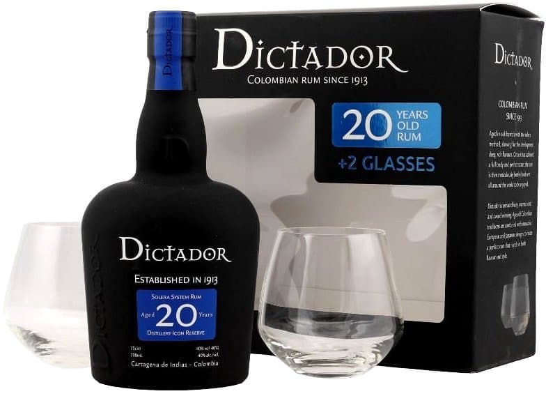Купить Dictador 20 Years Old, gift set with 2 glasses в Москве
