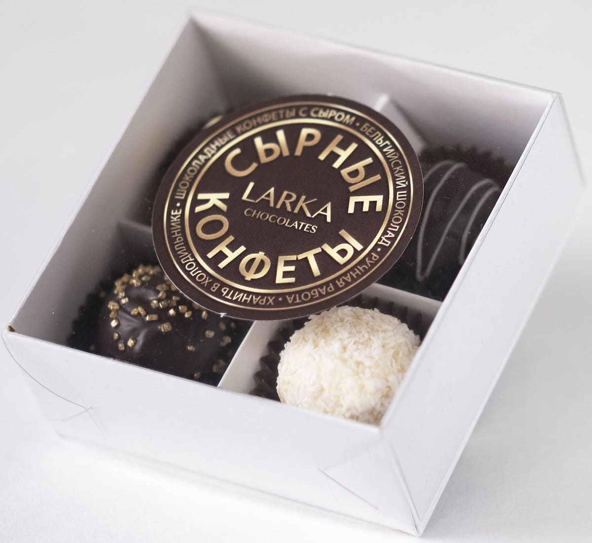 Купить Ассорти из 4 сырных конфет Larka Chocolates в Москве