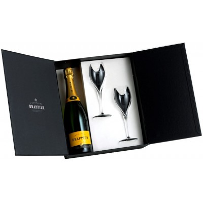 Champagne Drappier, Carte d`Or, Brut, gift box with 2 glasses